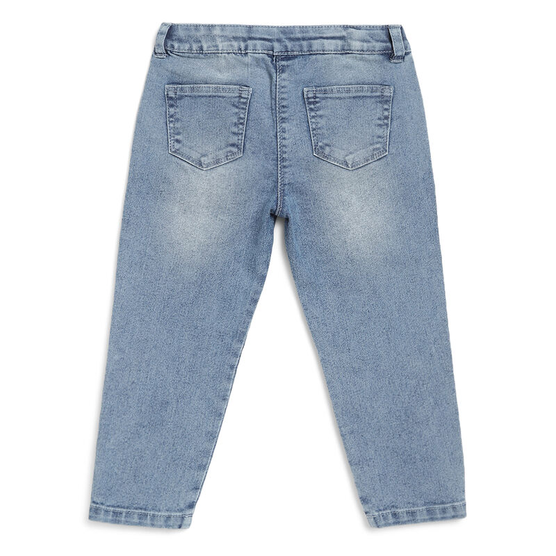 Girls Medium Blue Solid Jeans image number 1
